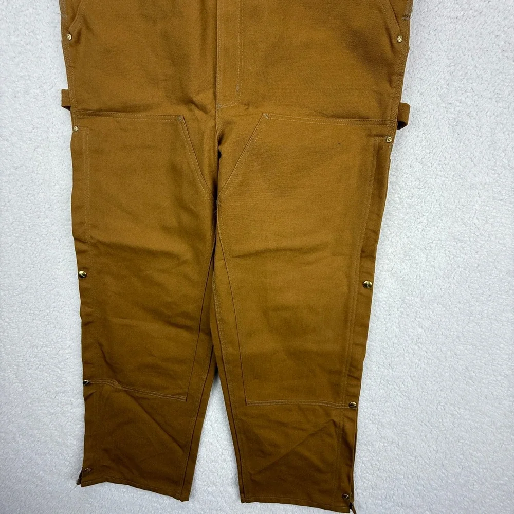 Carhartt Duck Bib Overalls Mens 38x32 R37 BRN Brown Double Knee‎ Zip Thigh NWT